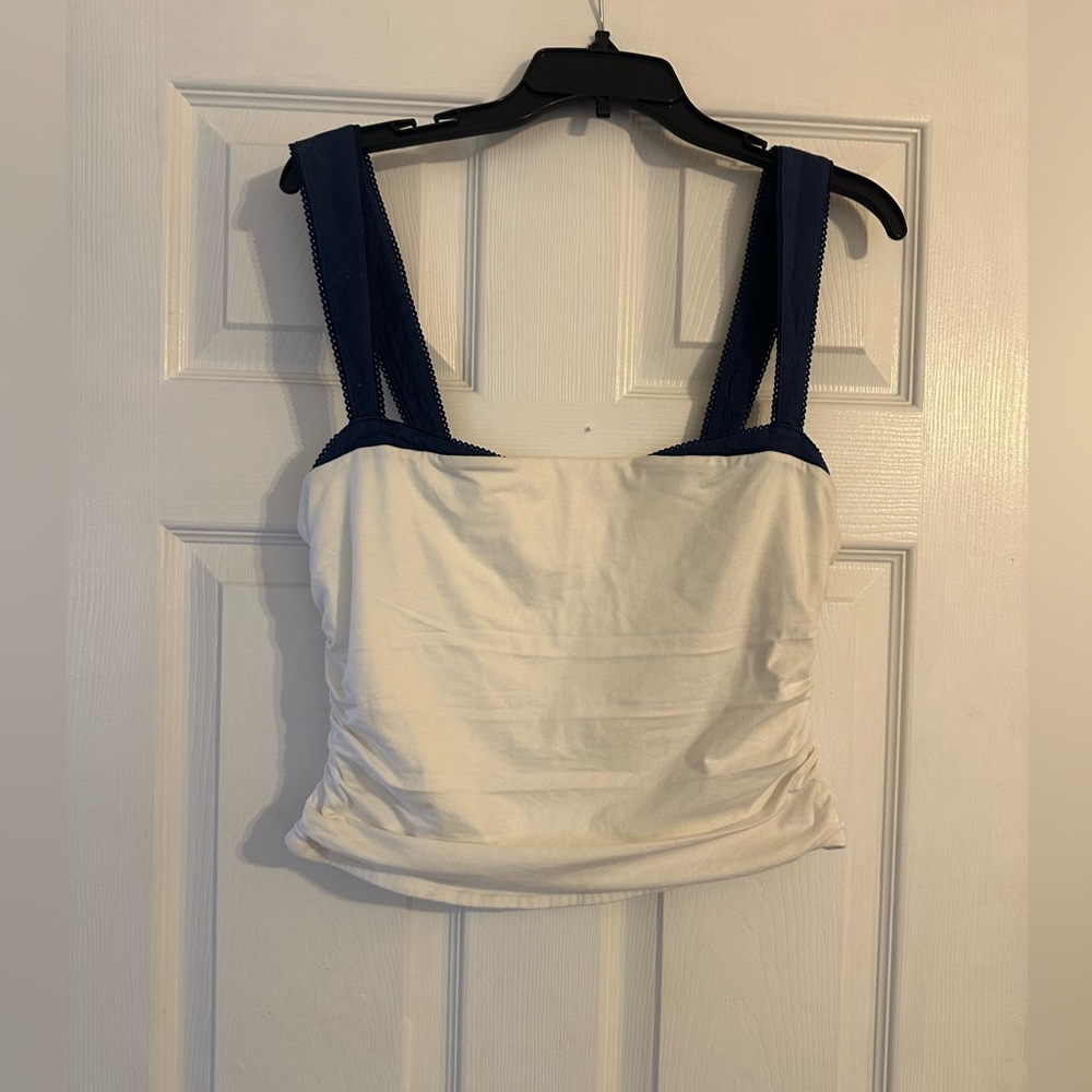 Chic White and Navy Tank Top
